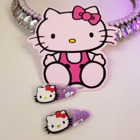 Hello Kitty Confetti  Chatacter Hair Clips 2 piece New - Picture 3 of 5